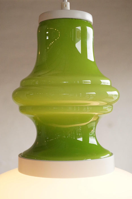 Italian Glass Pendant- Green & White Glass