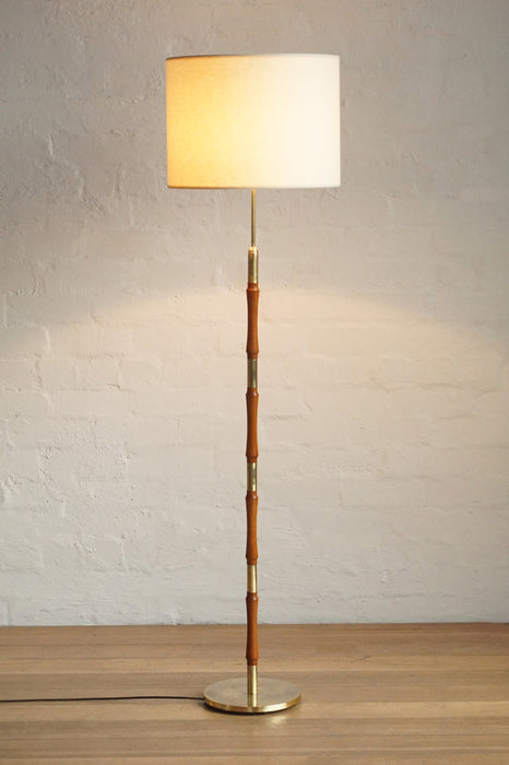 Swedish Teak & Brass Floor Lamp