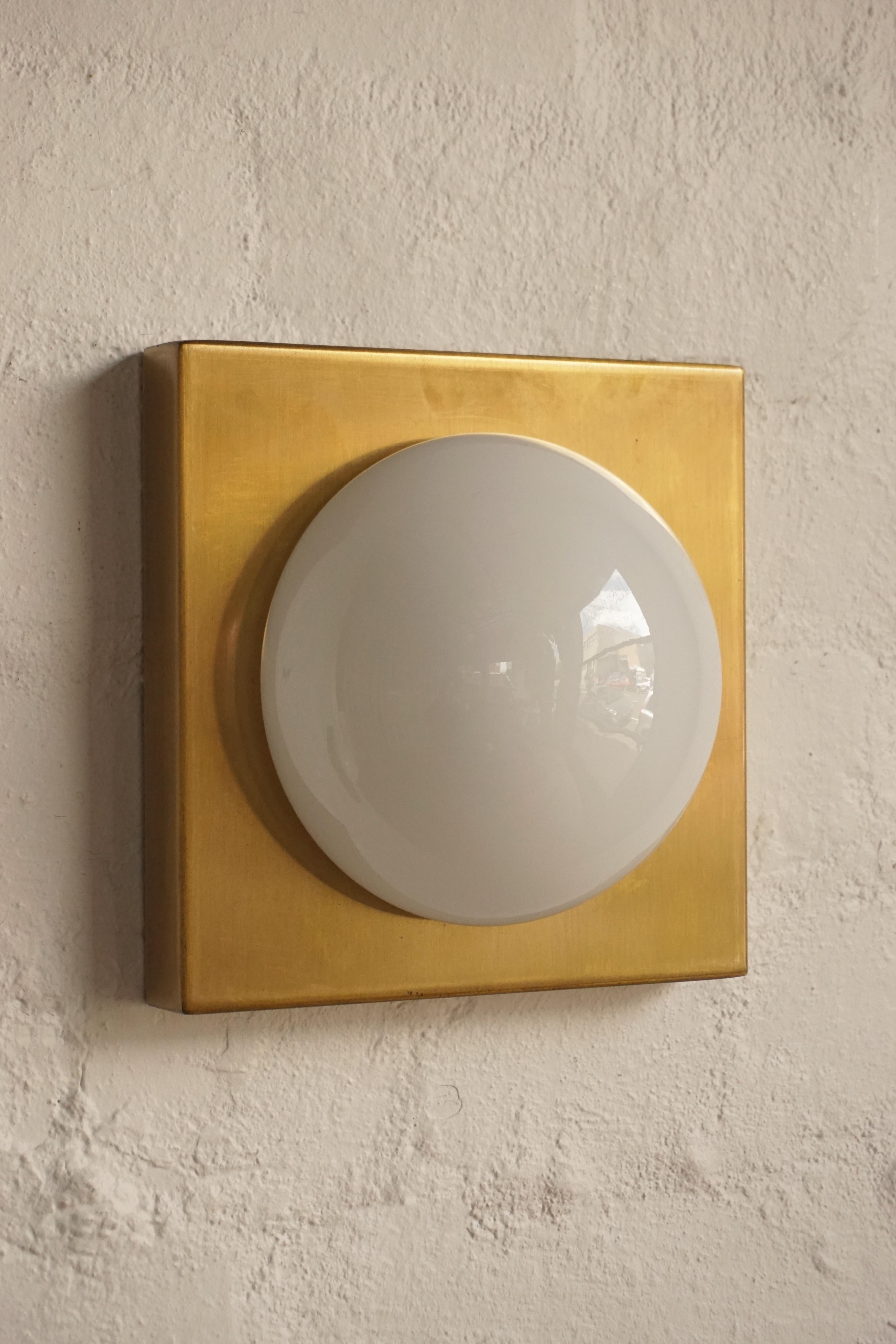 Pair of Brass & Glass Sconces