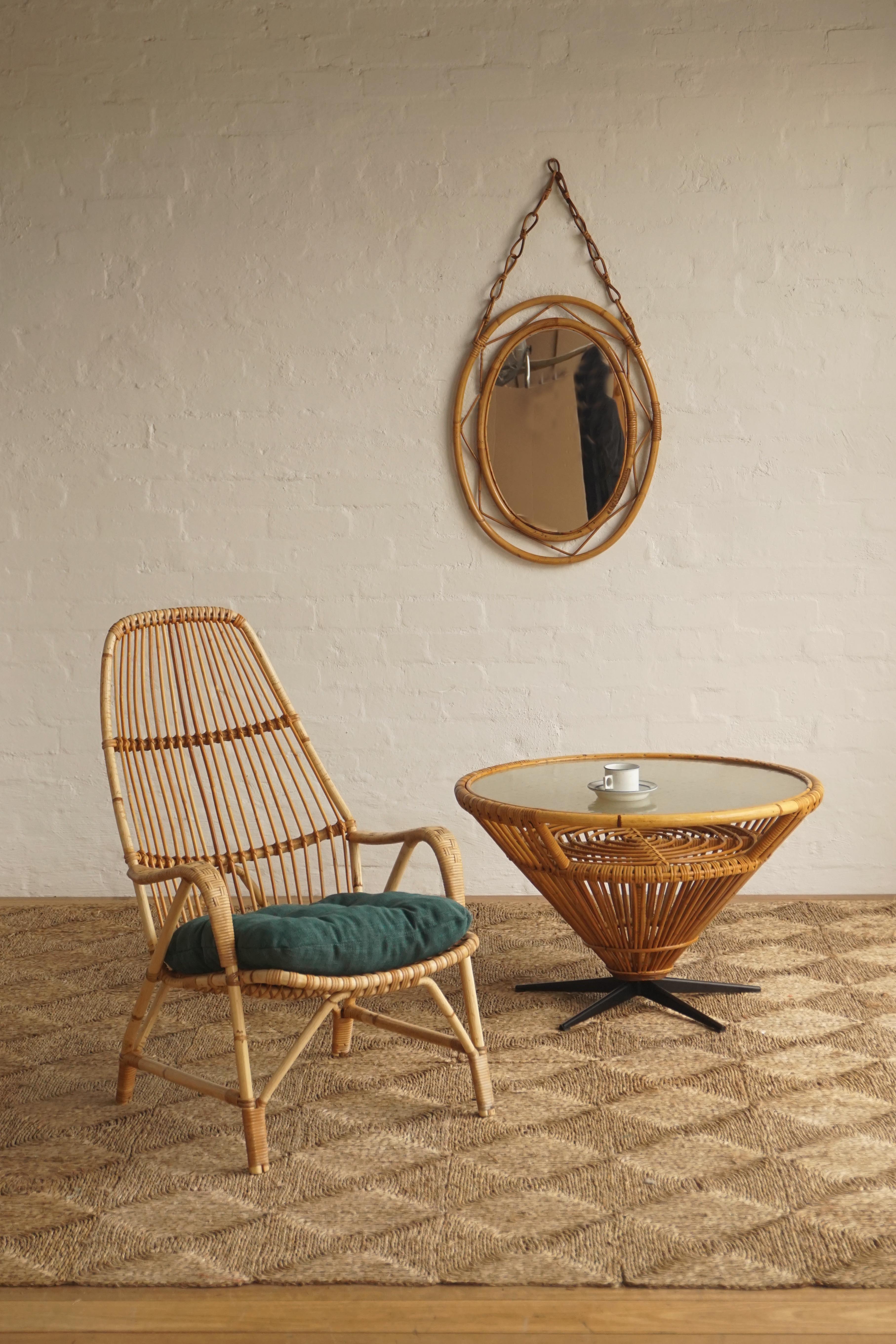 Italian Bamboo Mirror w/ Hanging Chain