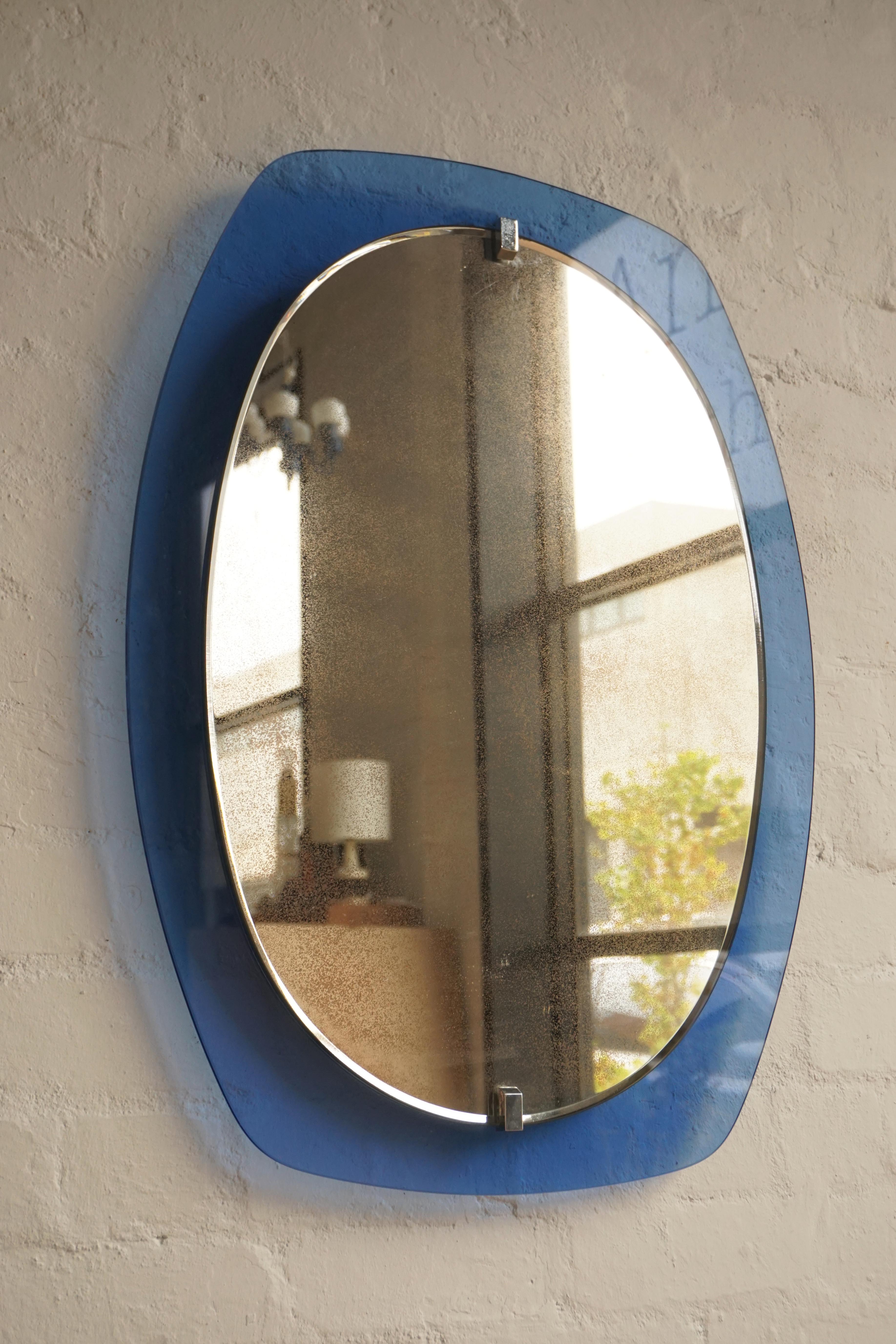 Italian Blue Glass Mirror