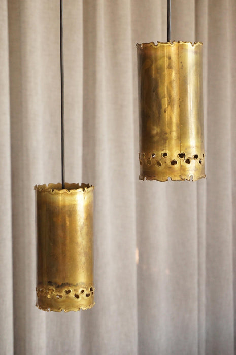 Pair of Brutalist Brass Pendants- 2 pairs available
