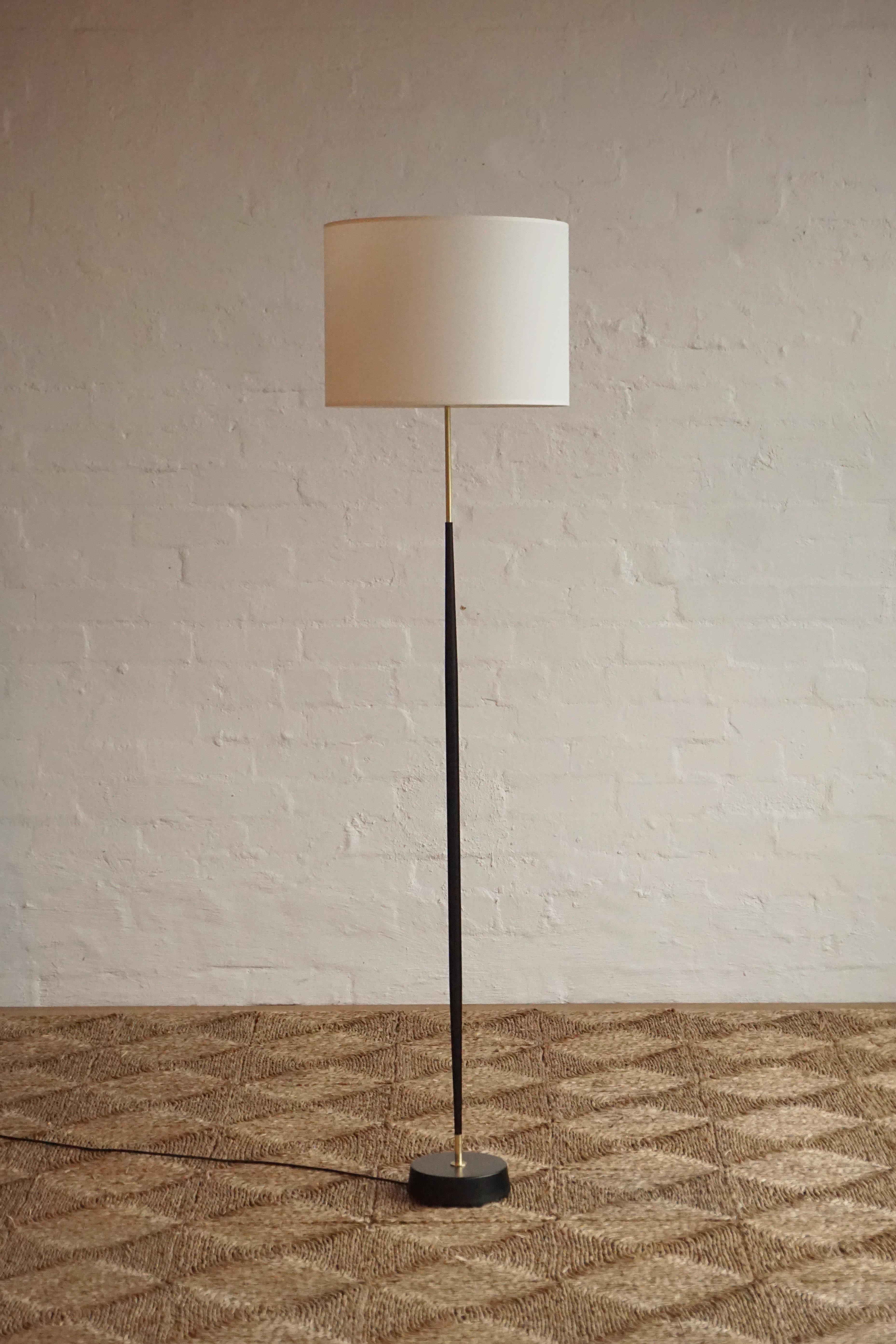 Swedish Brass & Black Standard Lamp