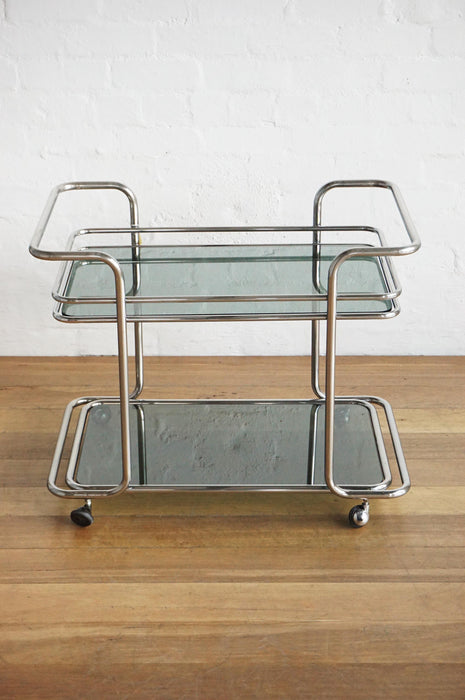 1970s Chrome & Glass Bar Cart