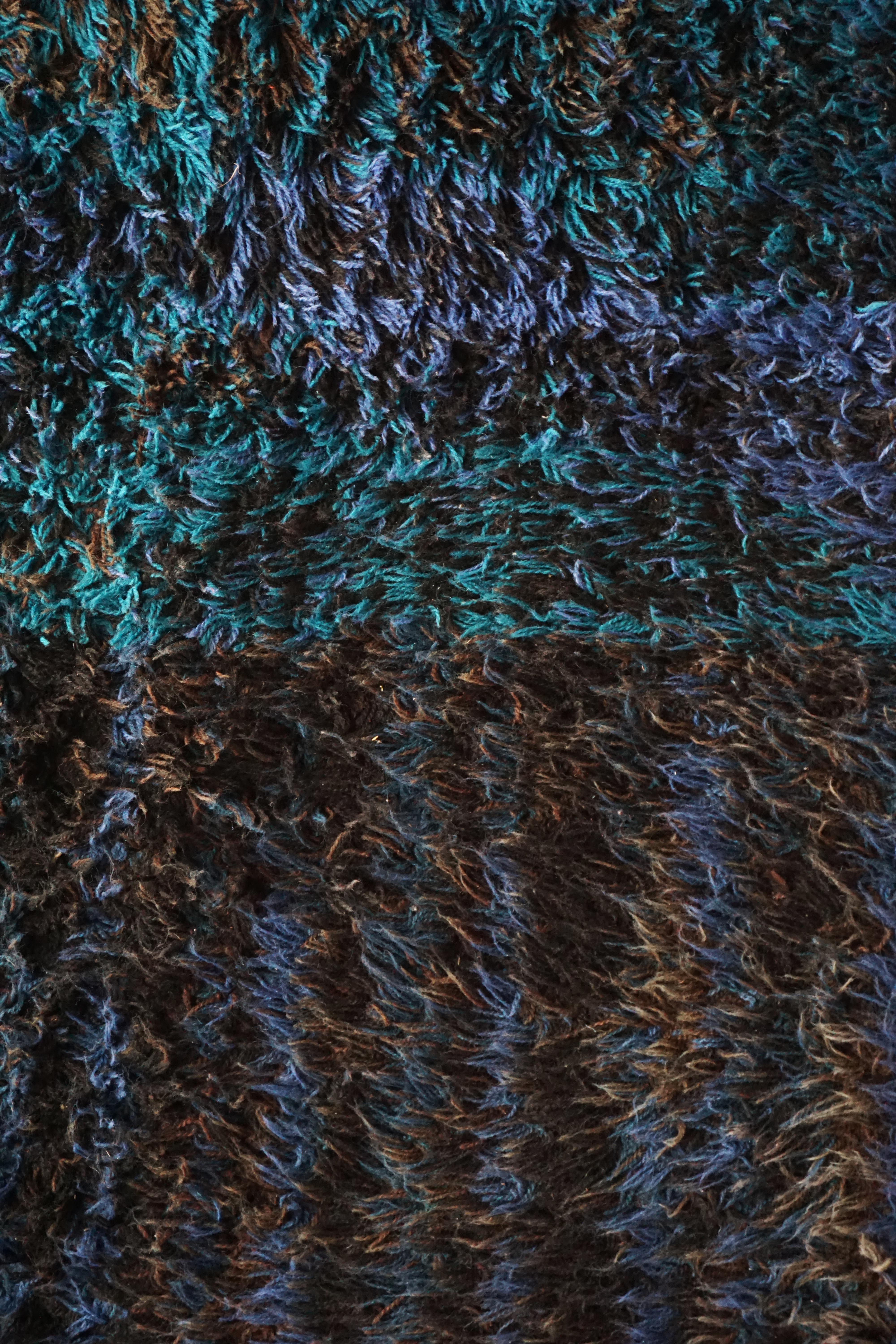 Rya Shag Pile Rug- Blue