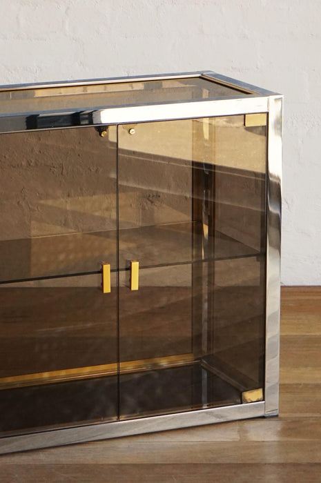Italian Chrome Glass Cabinet by Renato Zevi