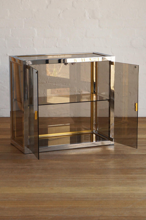 Italian Chrome Glass Cabinet by Renato Zevi