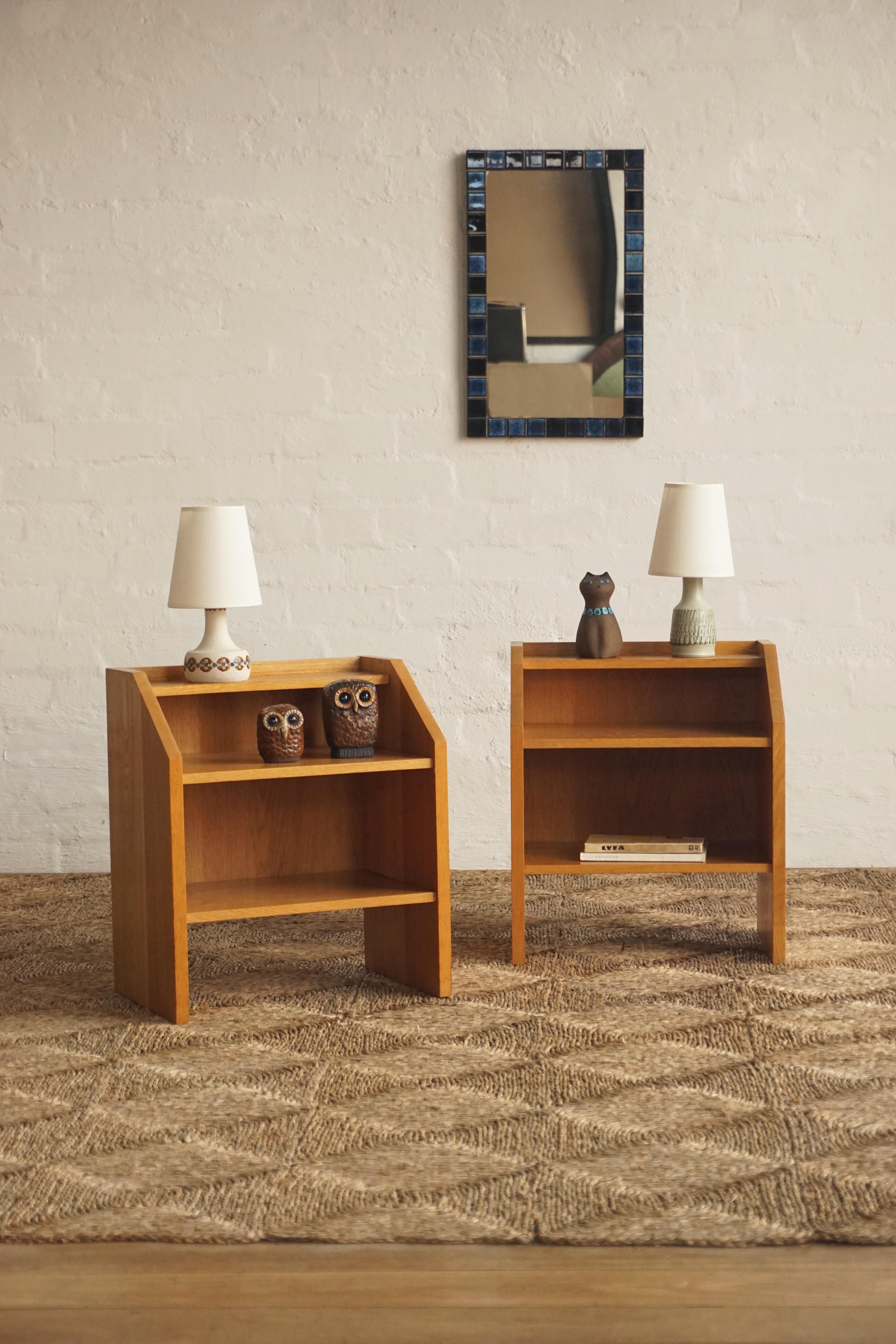 Pair Oak Side Tables