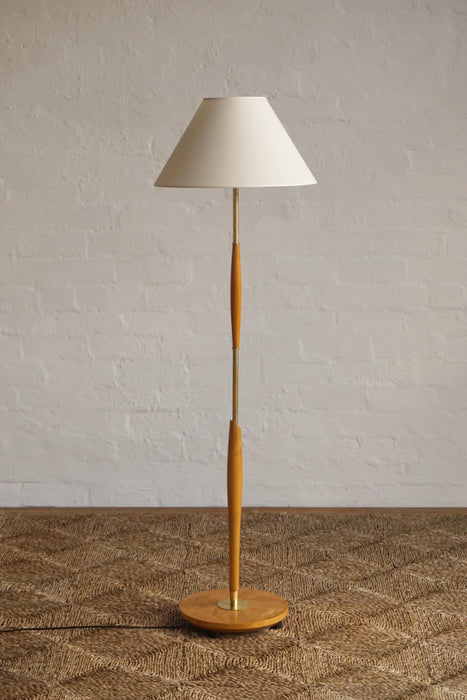 Danish Oak & Brass Floor Lamp