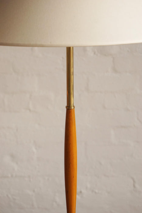 Danish Oak & Brass Floor Lamp