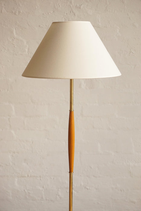 Danish Oak & Brass Floor Lamp