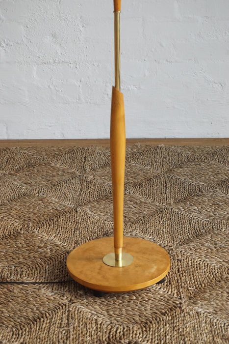 Danish Oak & Brass Floor Lamp