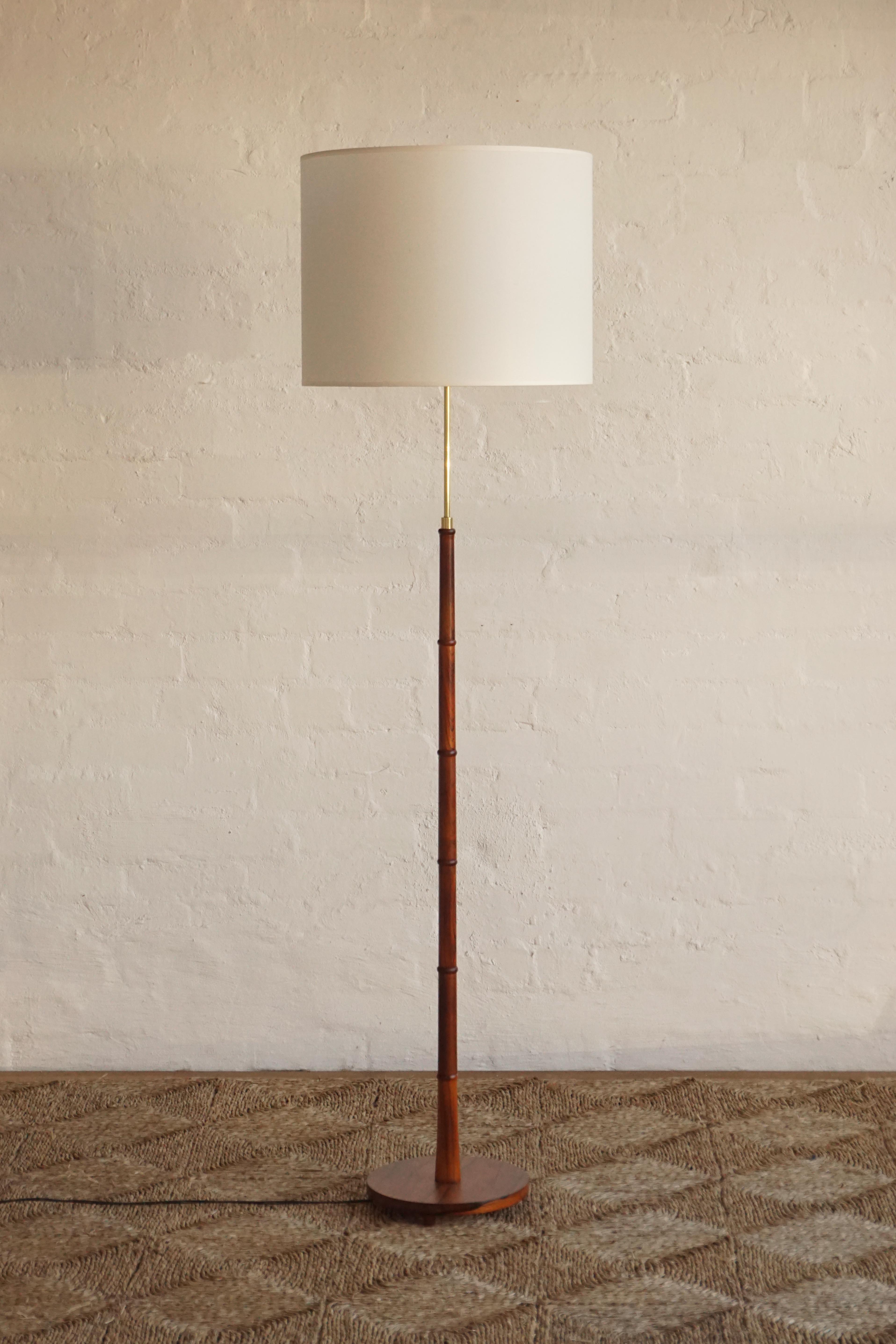 Brazilian Rosewood & Brass Floor Lamp