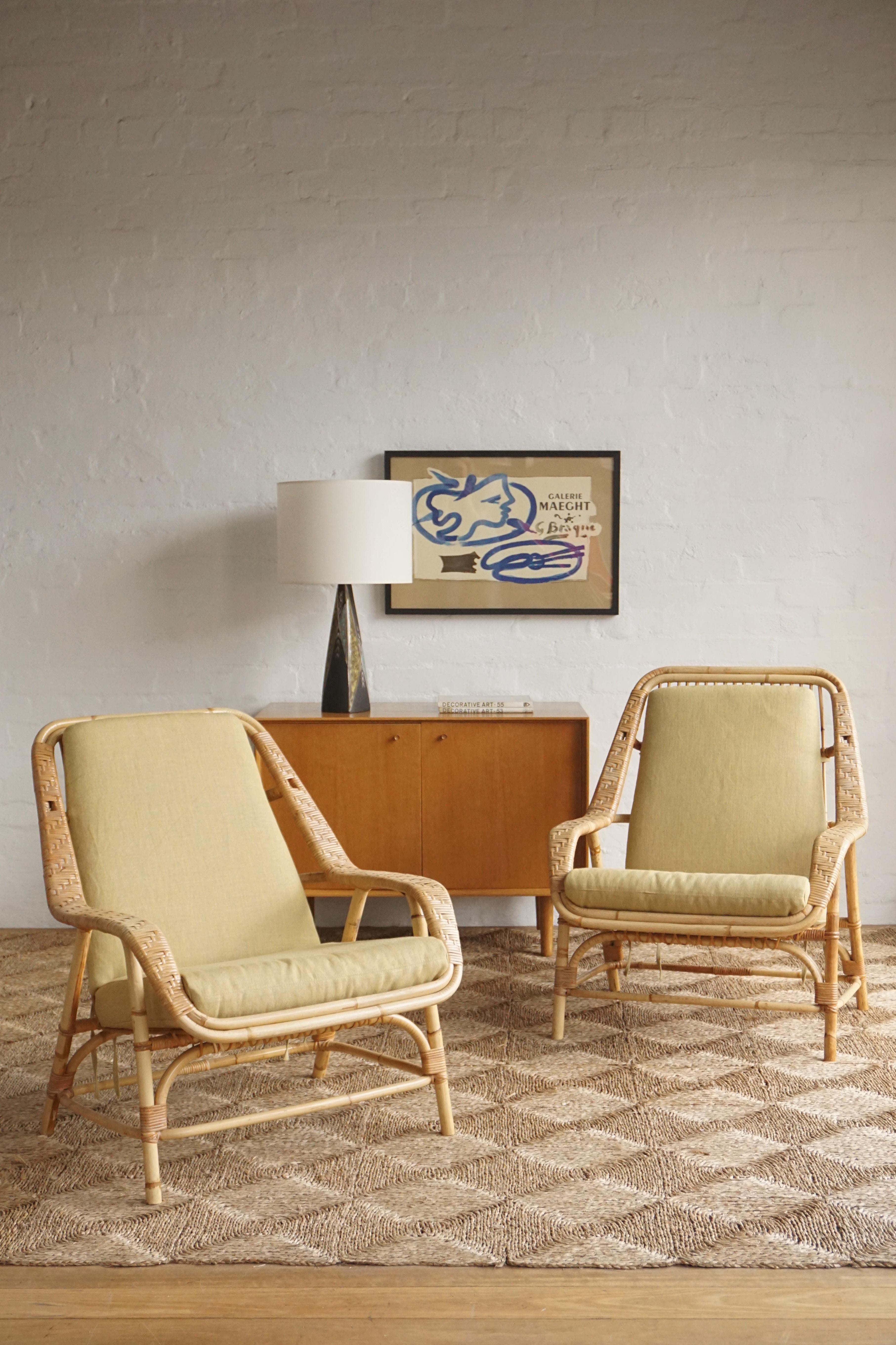 Pair of Cane Lounge Chairs
