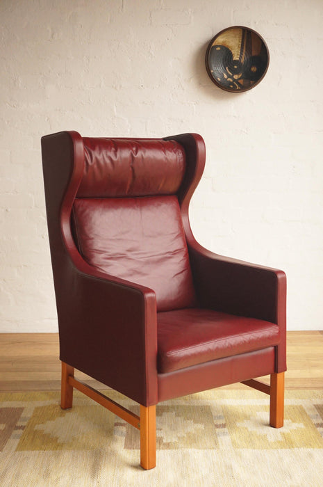 Danish Leather High Back Lounge Chair