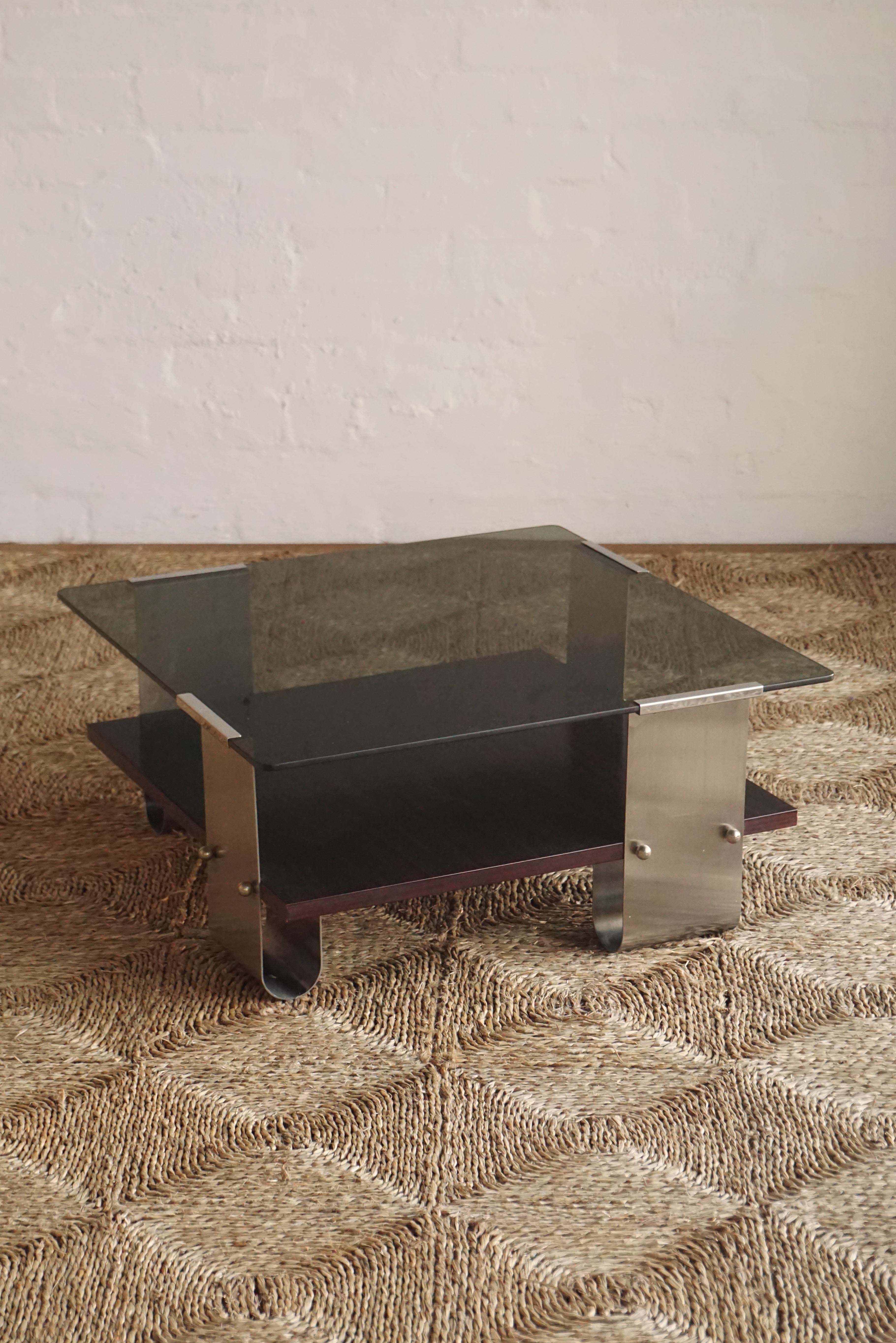 Steel & Smoked Glass Coffee Table