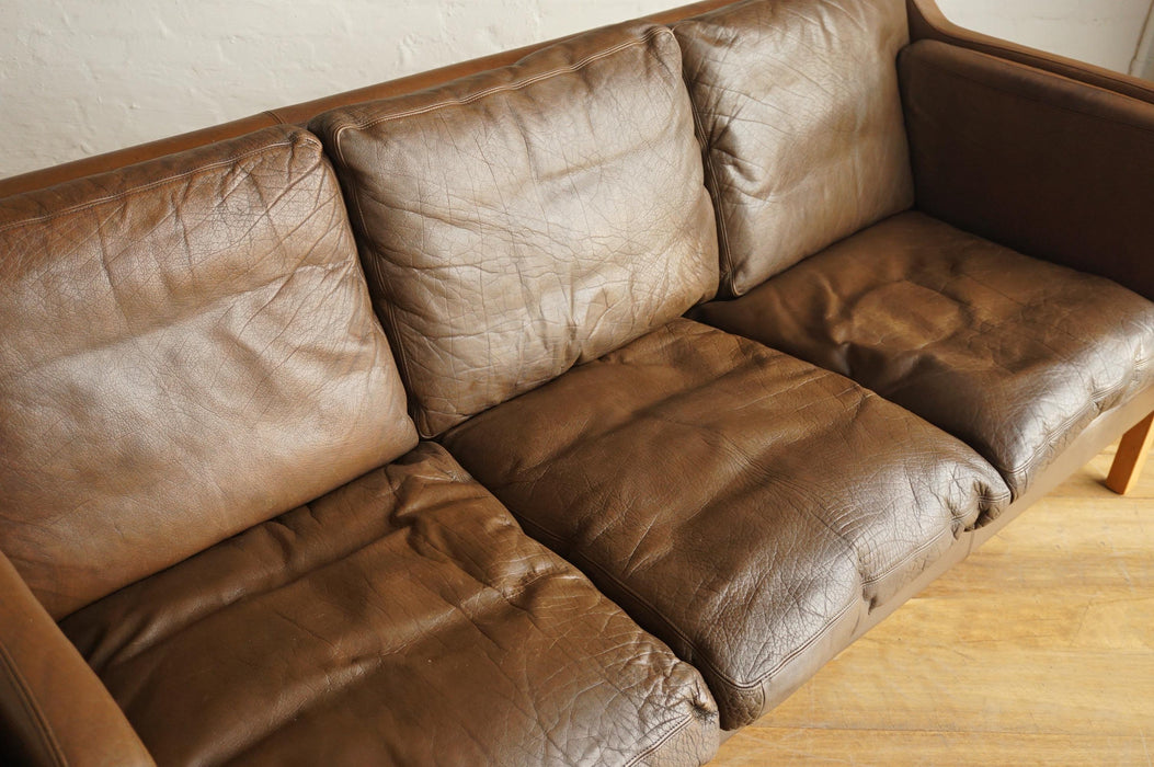 Chocolate Brown Danish Leather Sofa