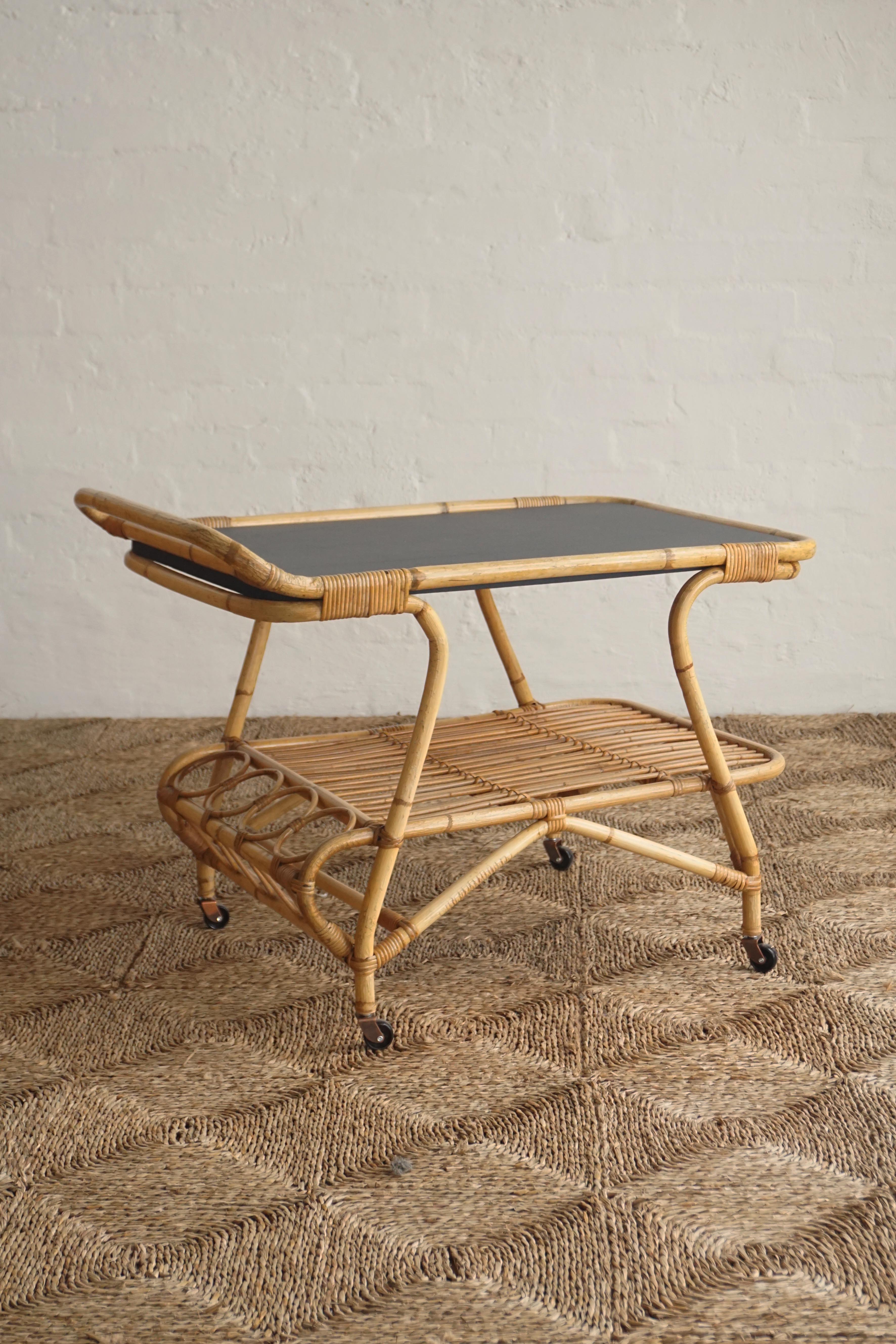Danish Bamboo Bar Cart