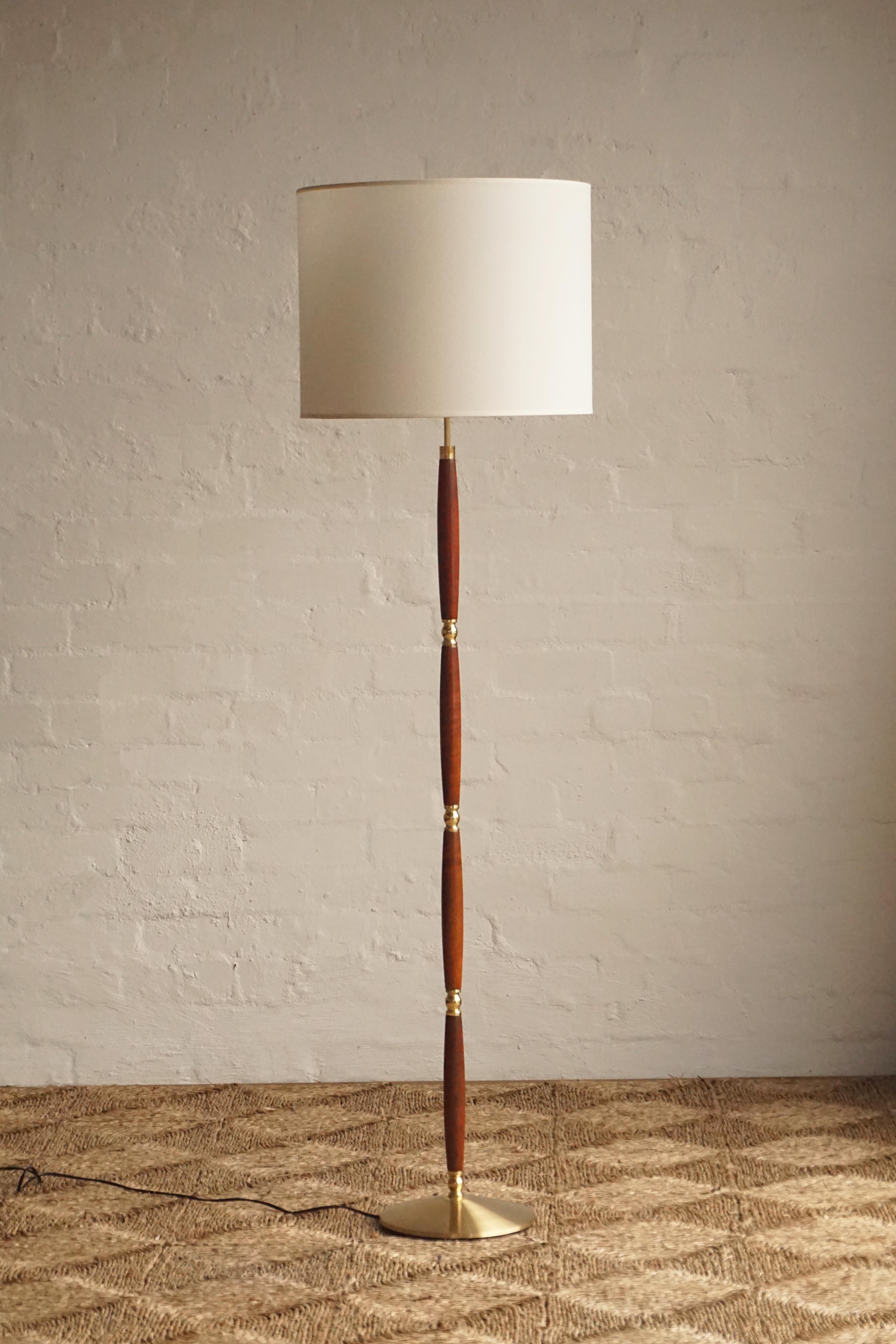 Teak & Brass Floor Lamp