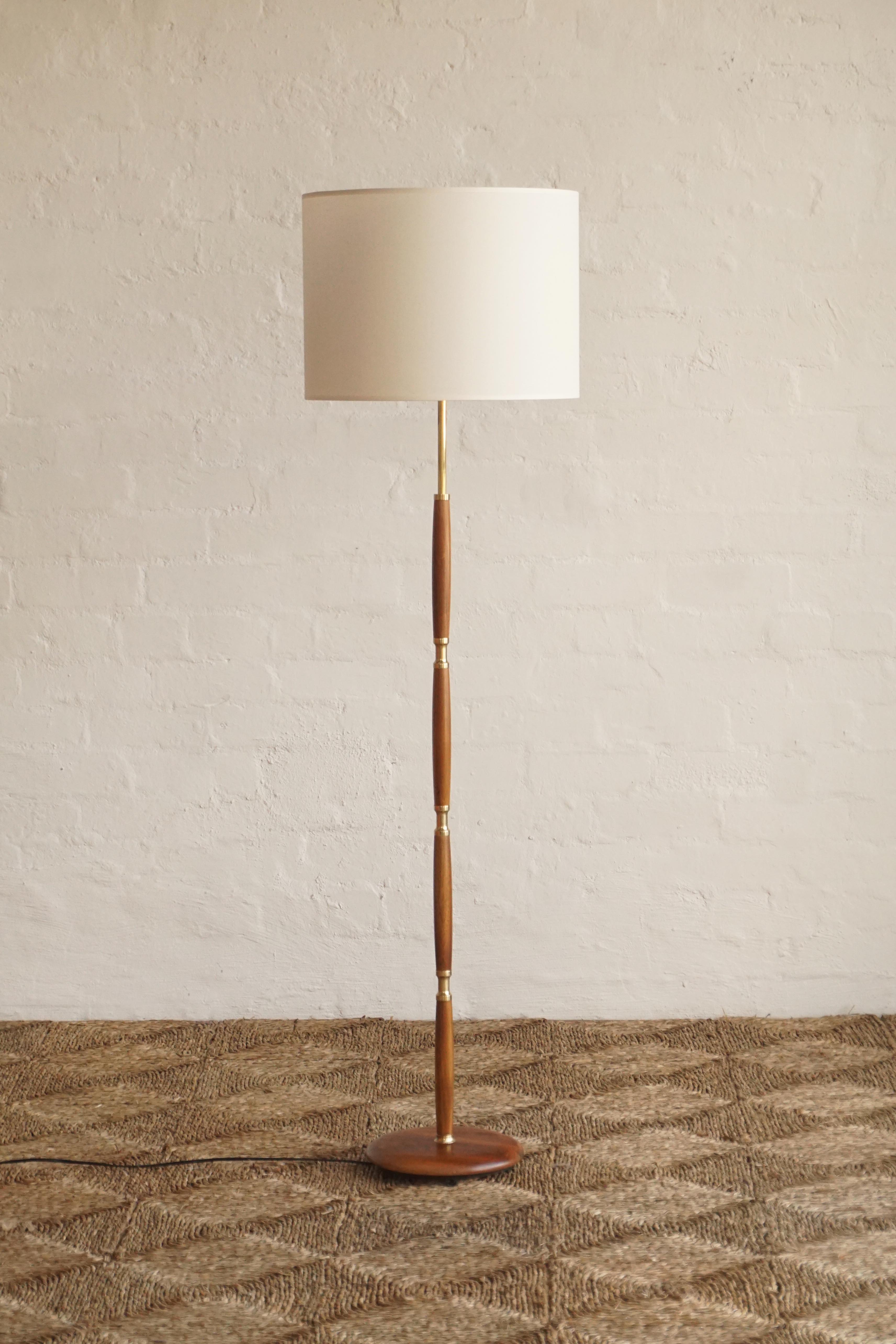 Walnut & Brass Floor Lamp