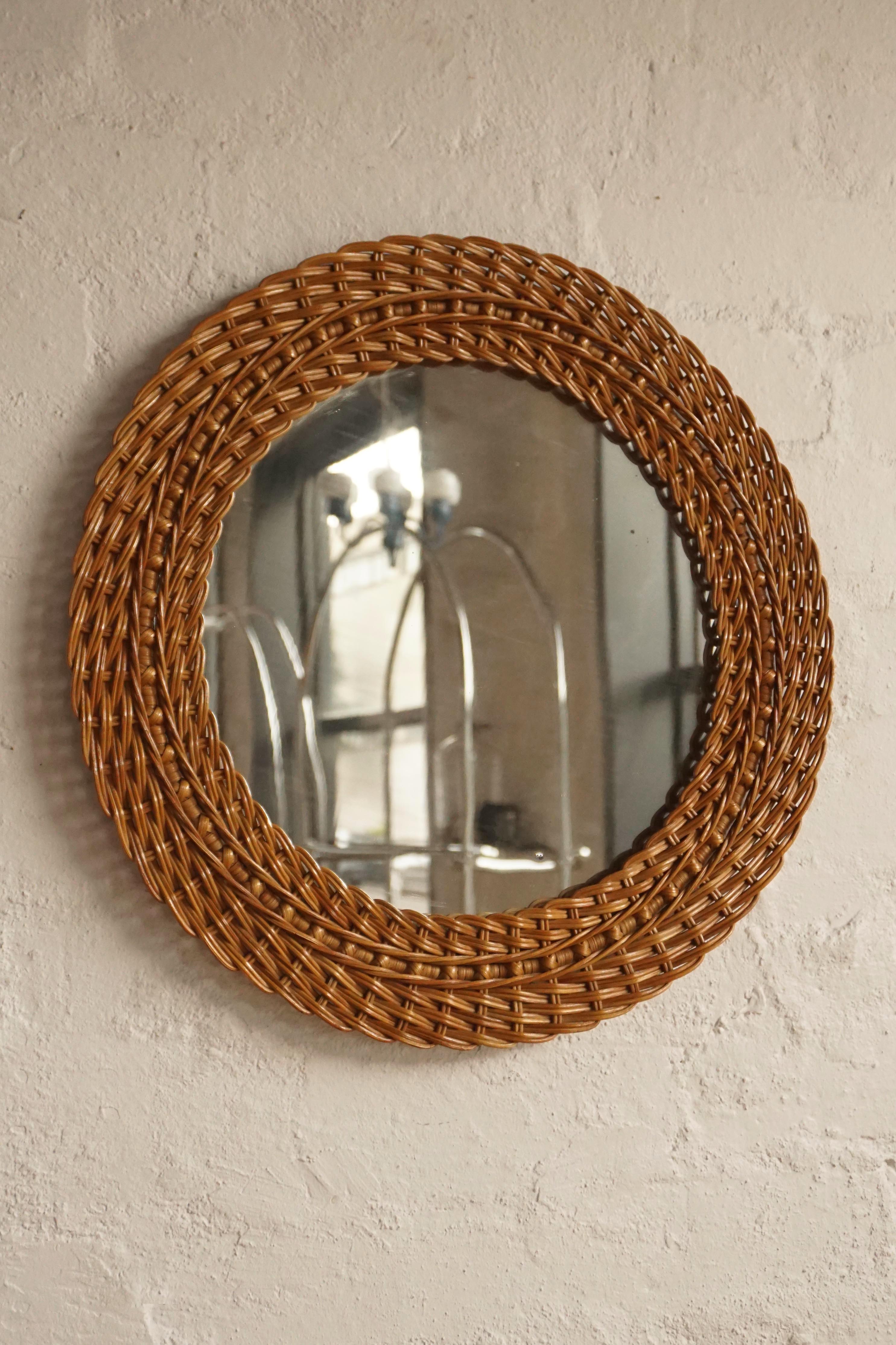 Woven Wicker Mirror