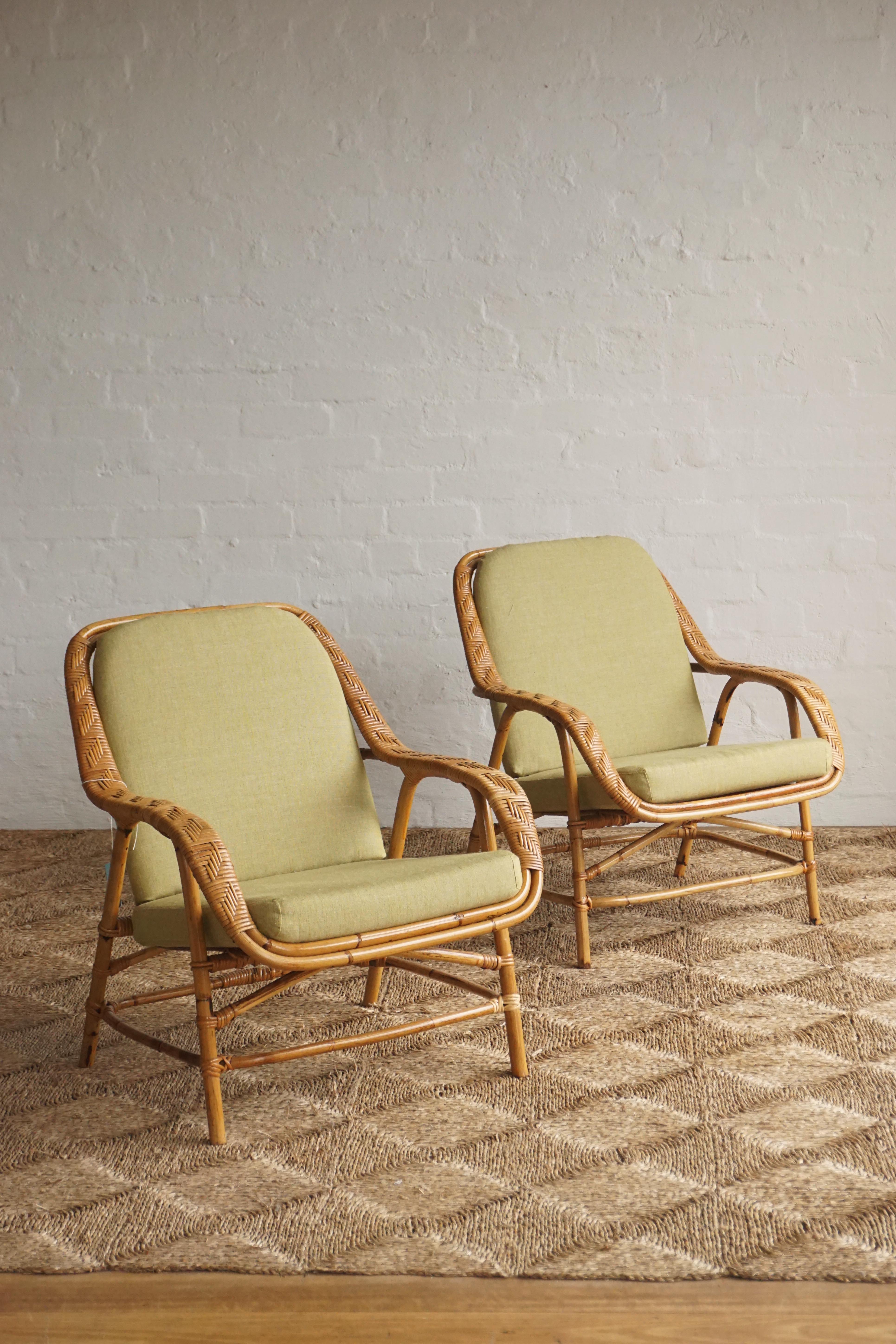 Spanish Cane Lounge Chairs- Pair