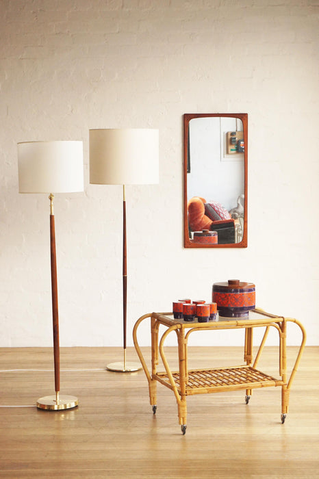 Mahogany & Brass Floor Lamp
