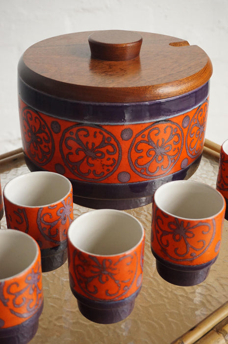 Ceramic Punch Bowl & Cups Set