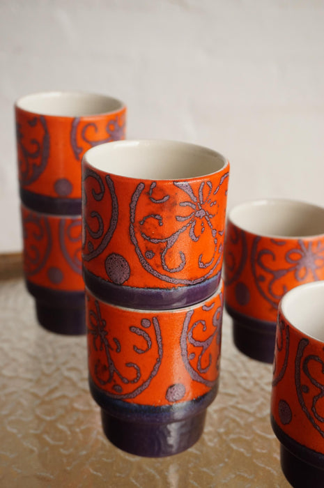 Ceramic Punch Bowl & Cups Set