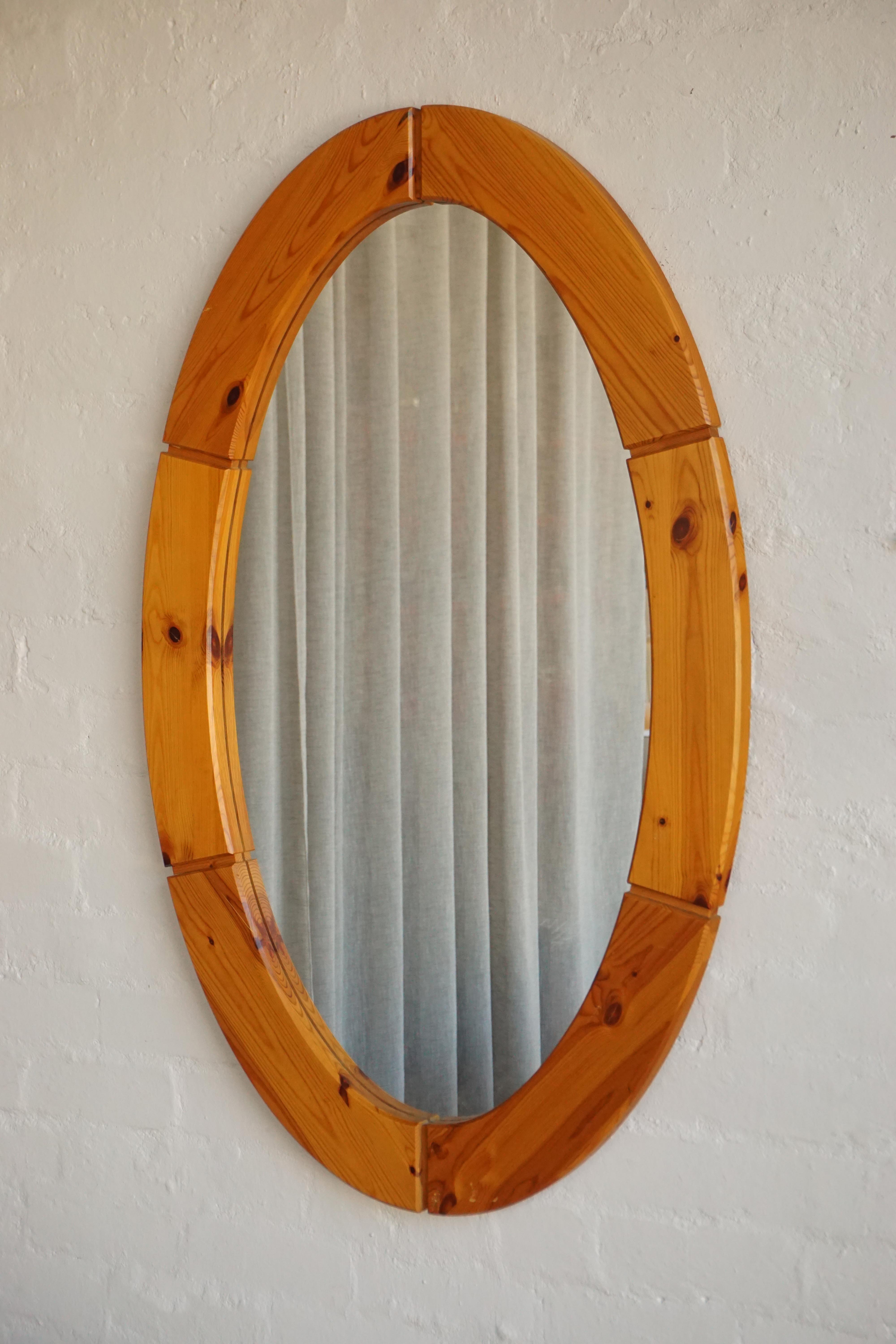 Oval Scandinavian Pine Mirror