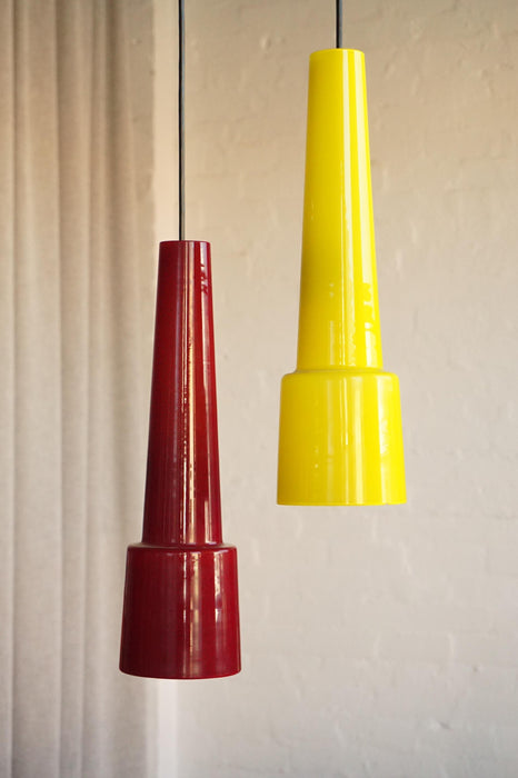 Pair of Stilnovo Pendants- Red & Yellow