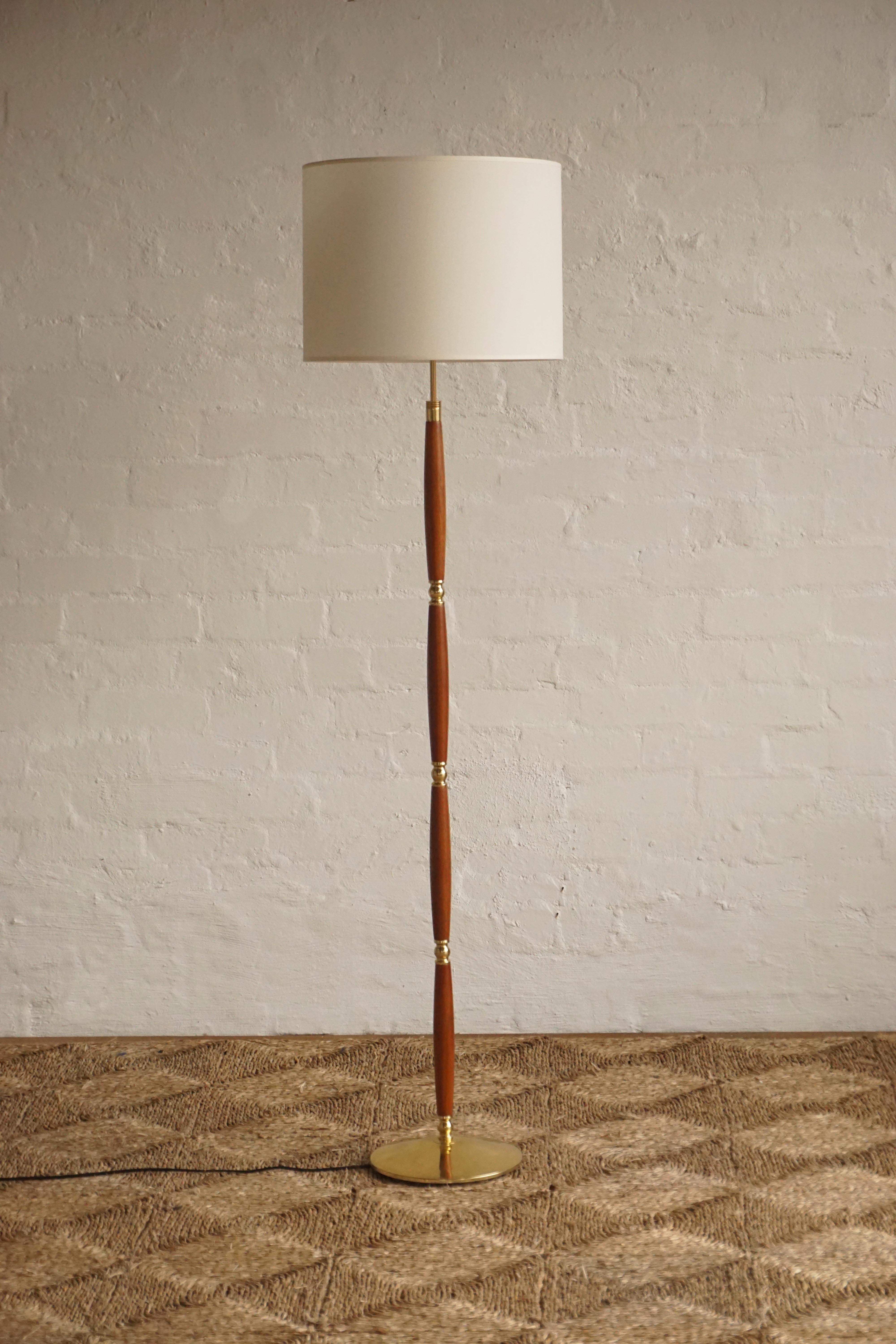 Teak & Brass Floor Lamp