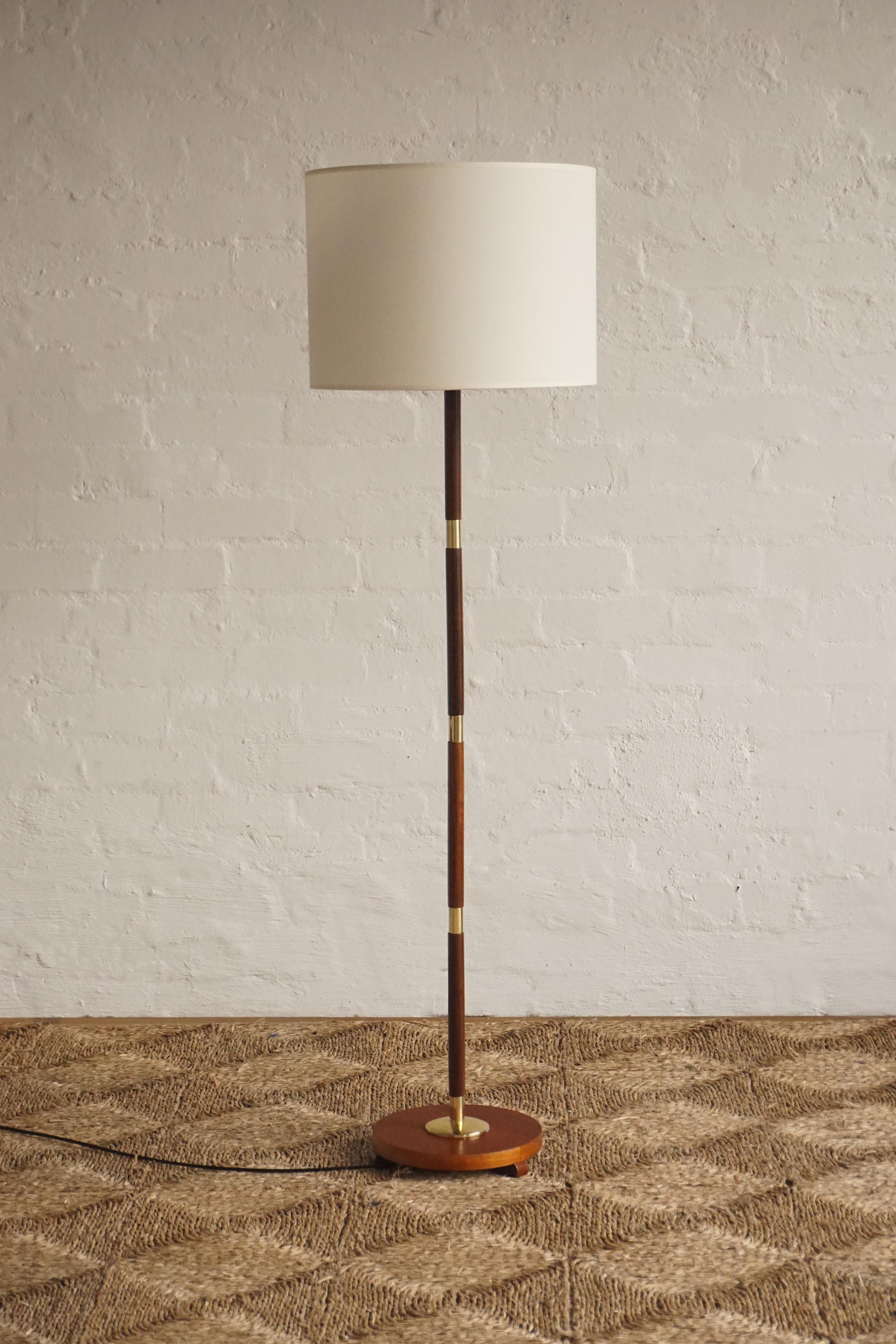 Teak & Brass Floor Lamp