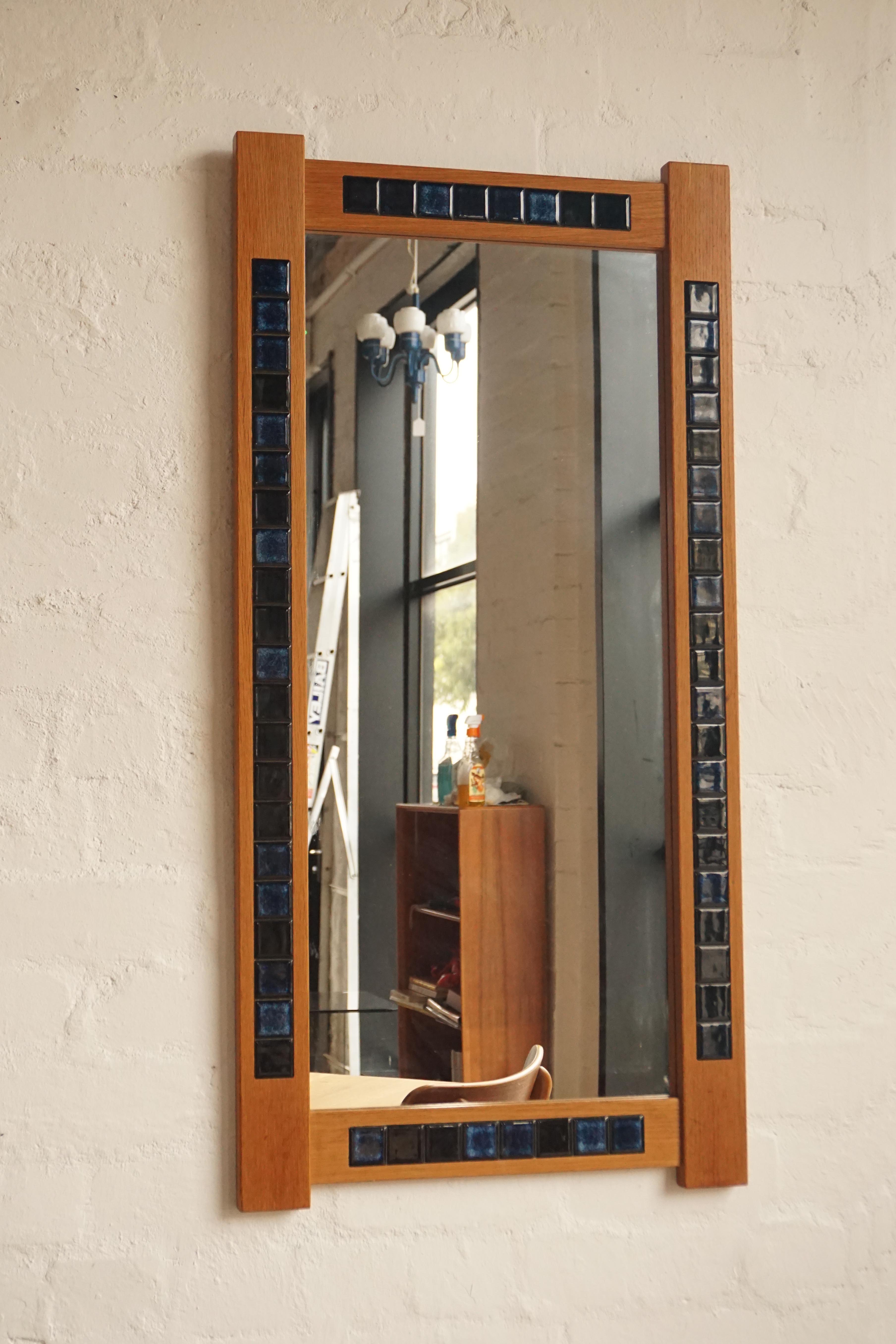 Danish Tiled Oak Mirror