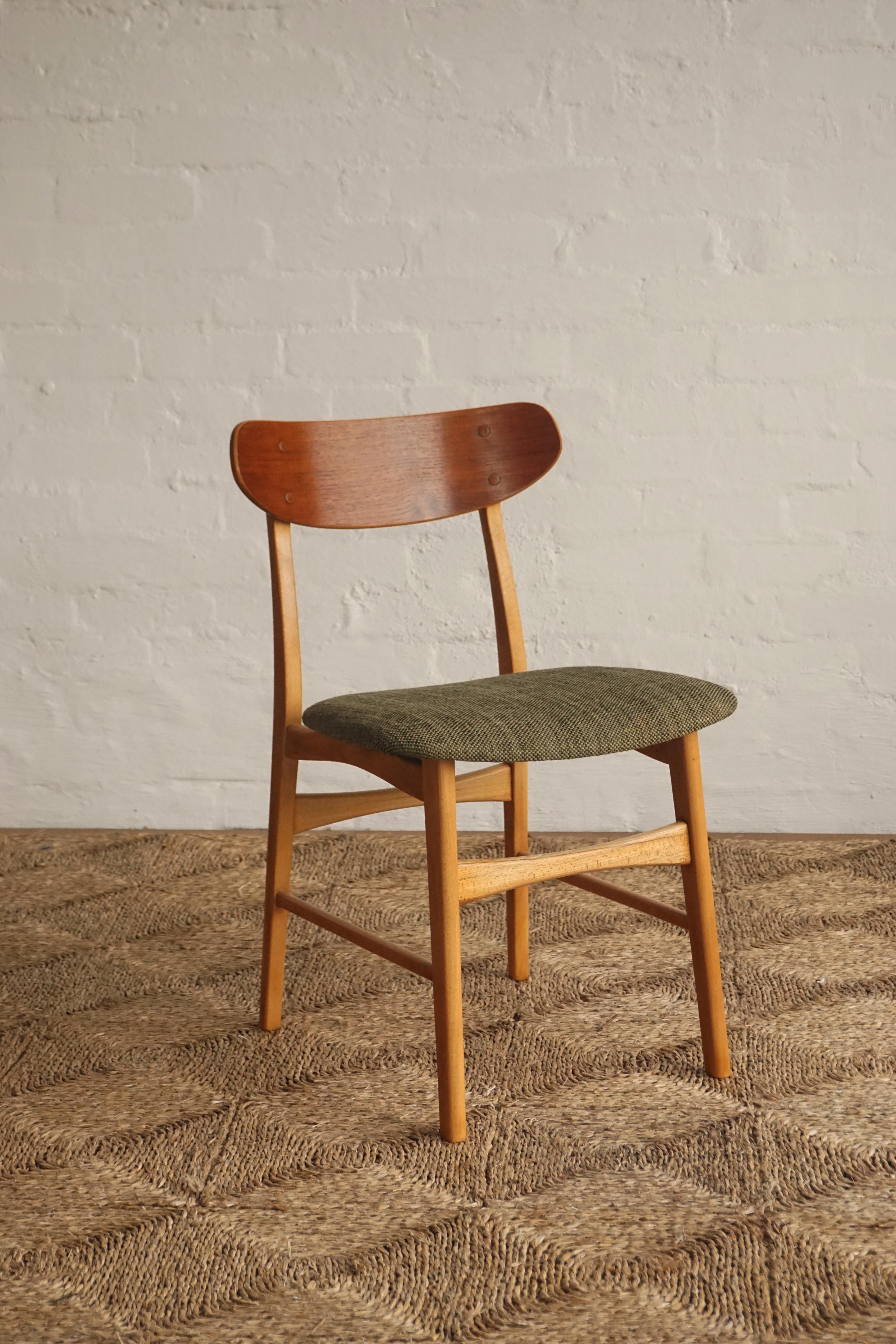 Teak & Beech Dining Chairs- Six