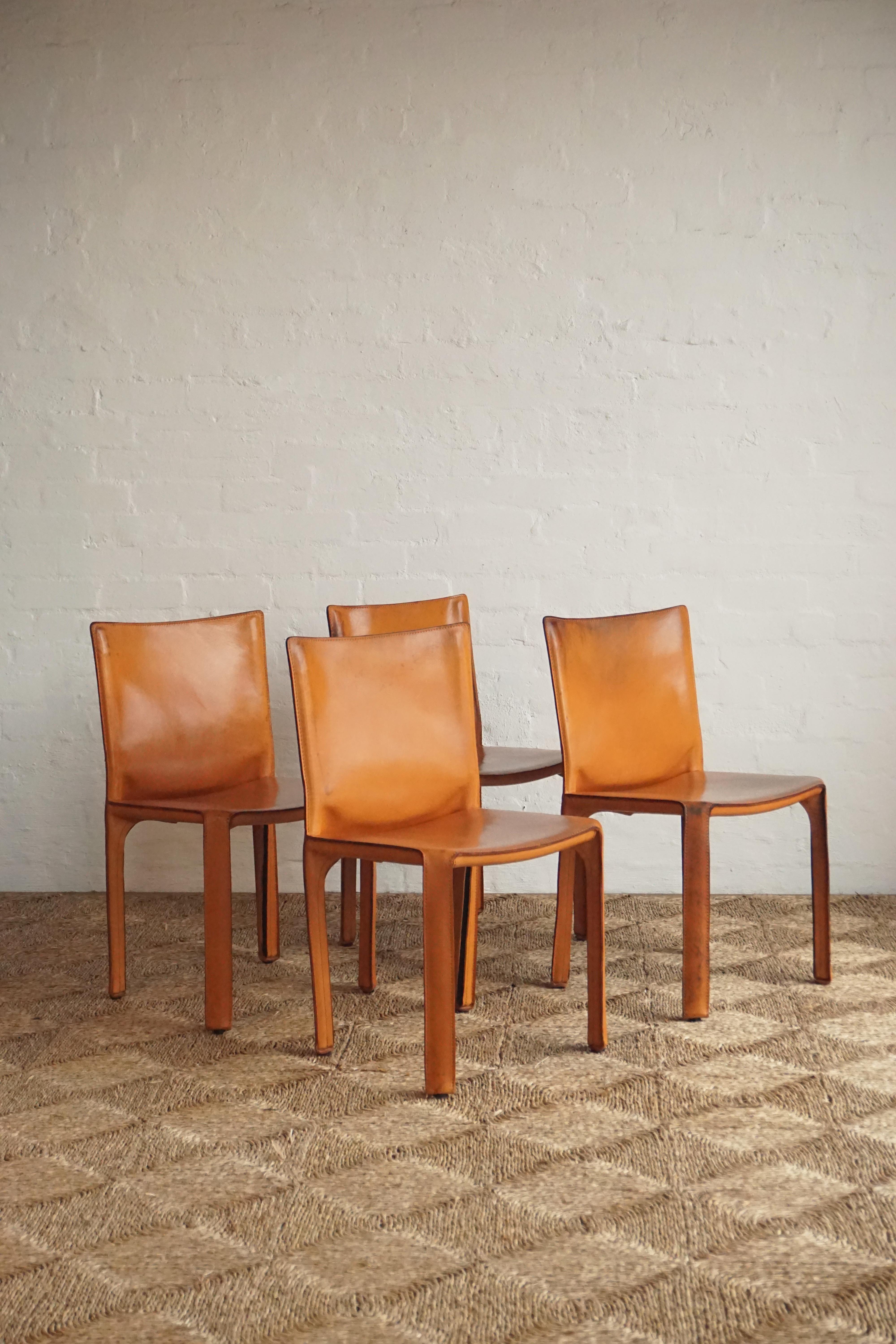 Four Cassina 'Cab' Chairs- Tan