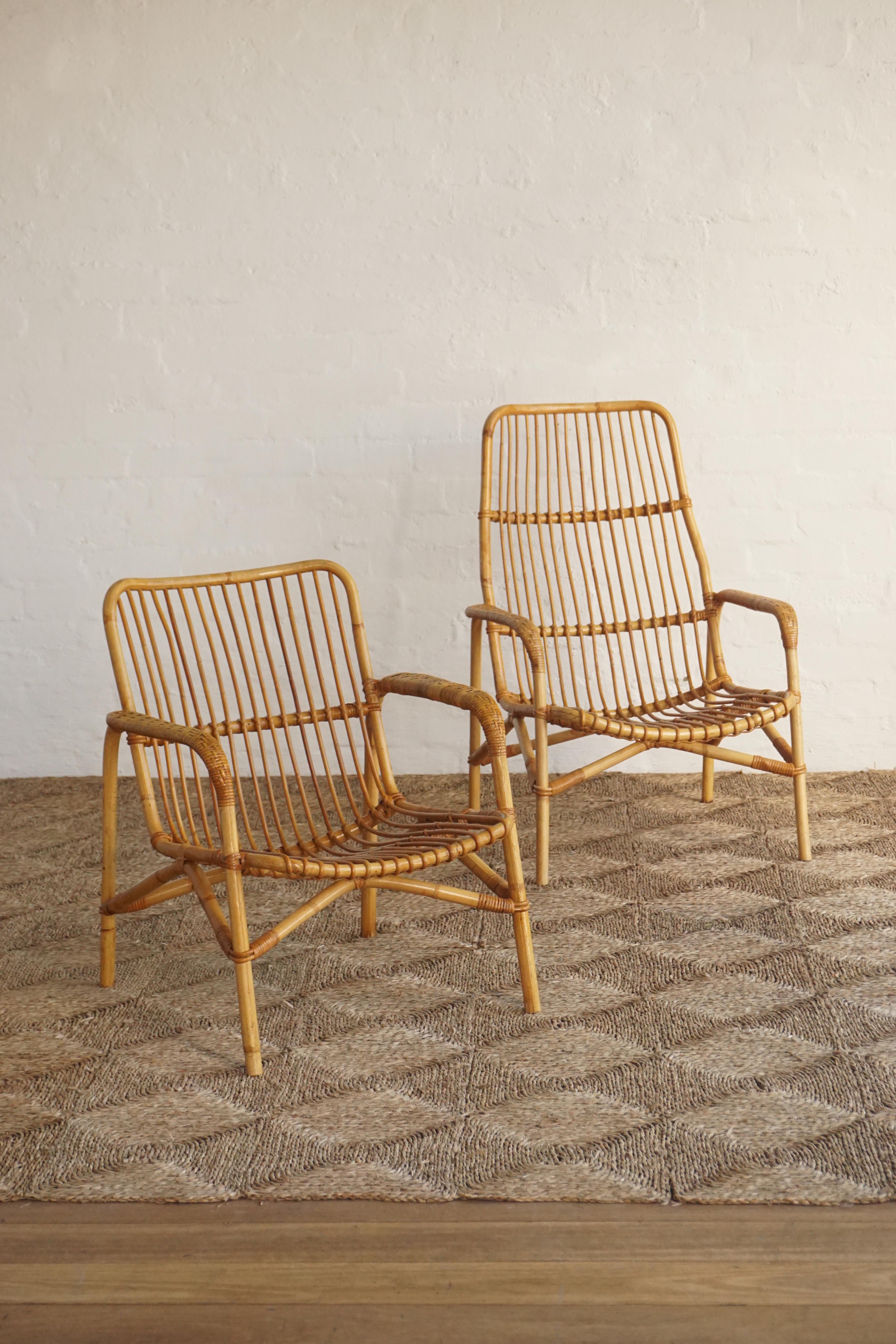 Pair of Cane Lounge Chairs