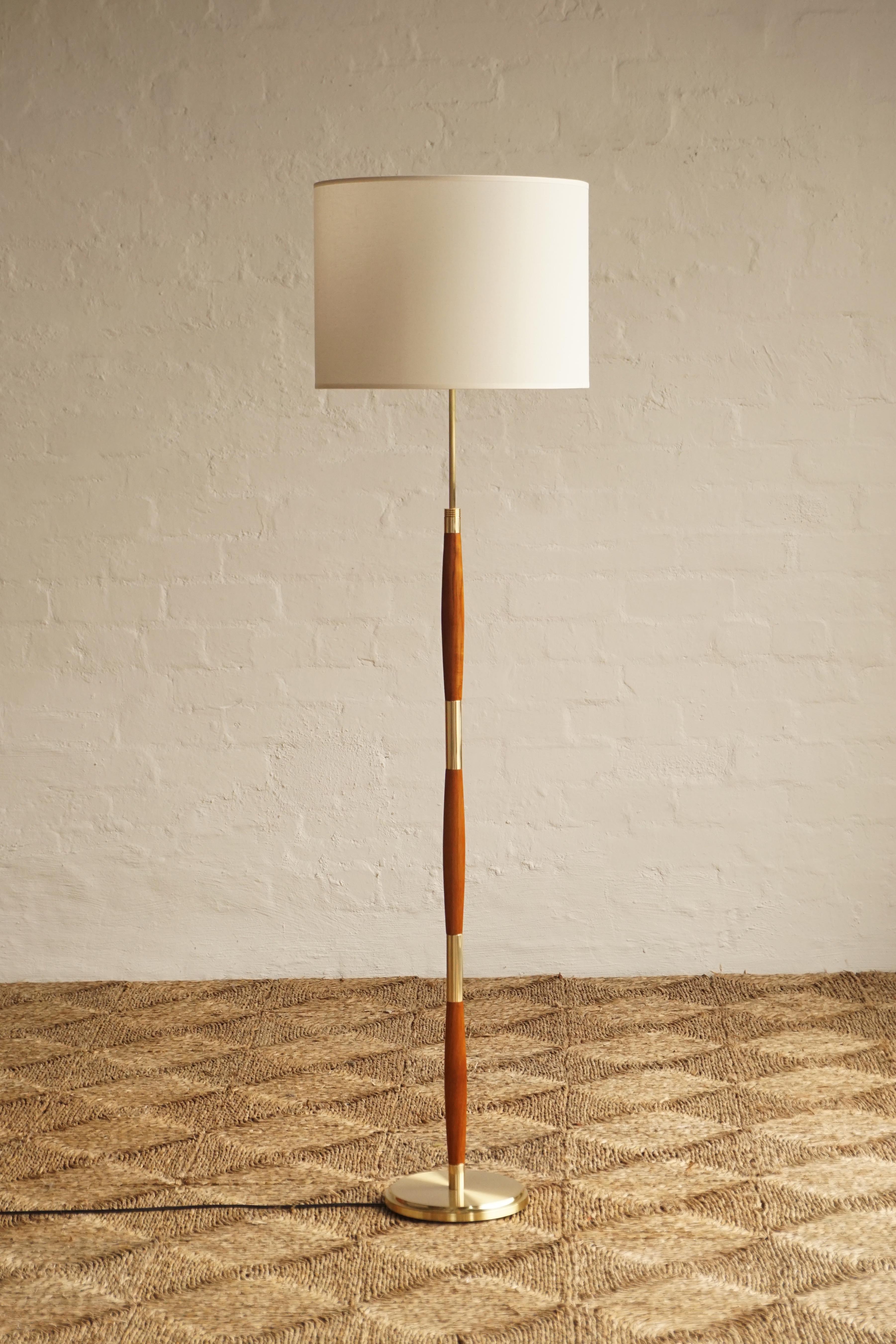 Teak & Brass Floor Lamp