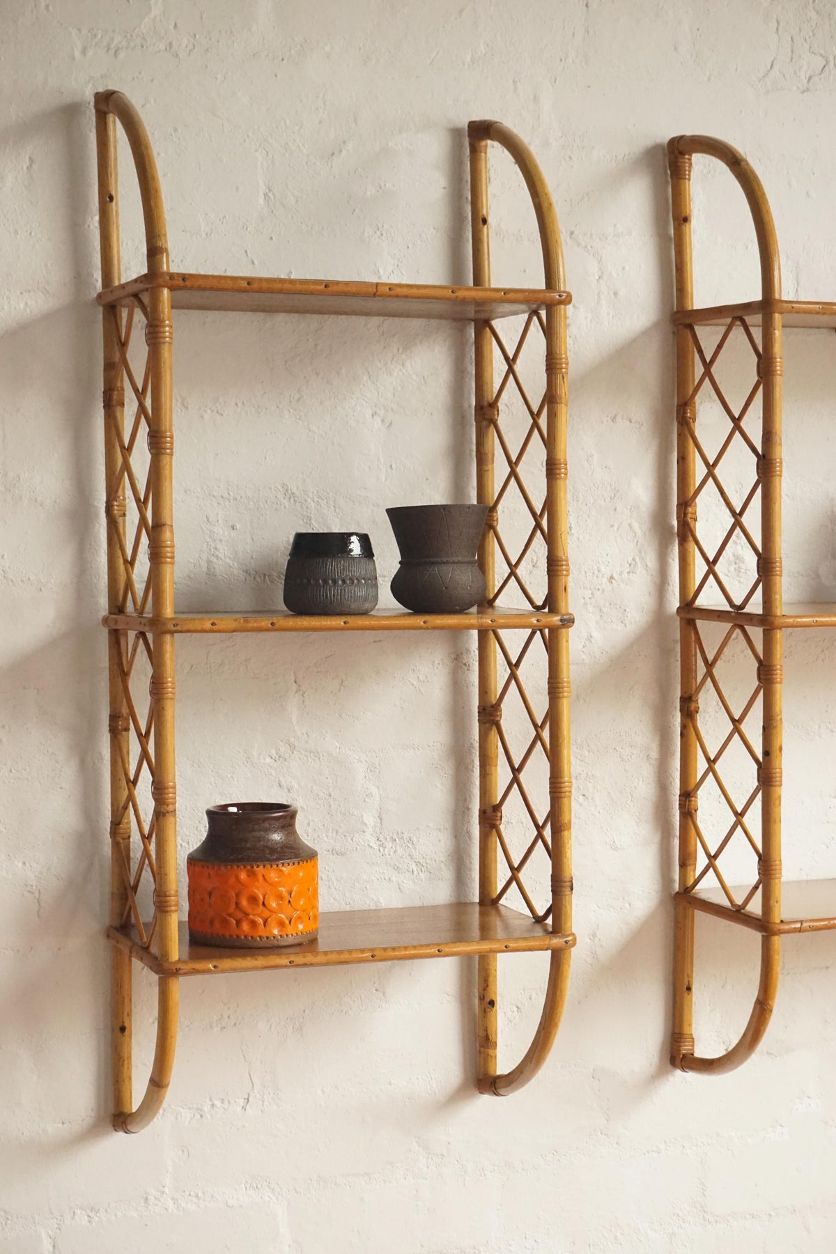 1950s French Cane Shelves