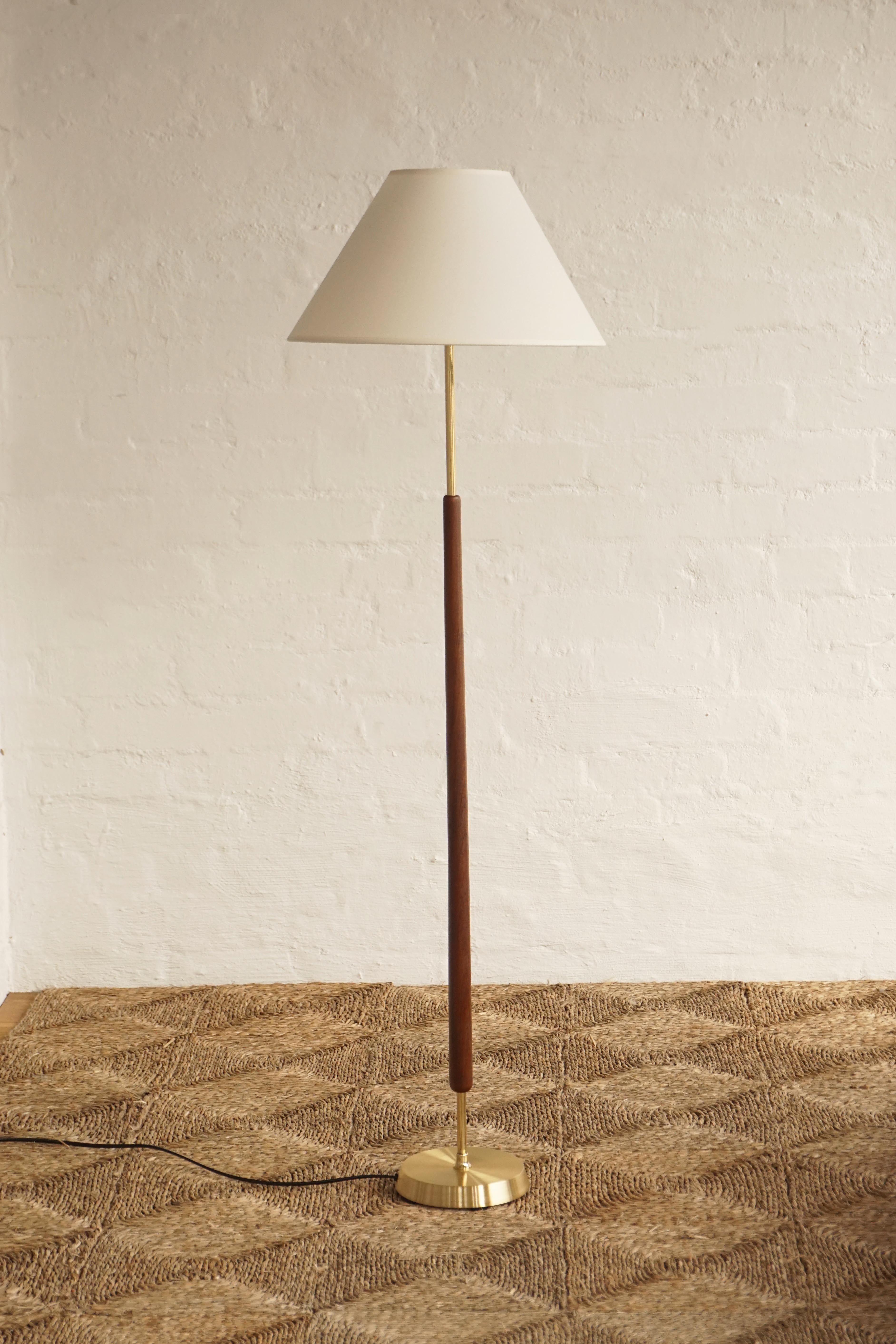 Petite Teak & Brass Floor Lamp