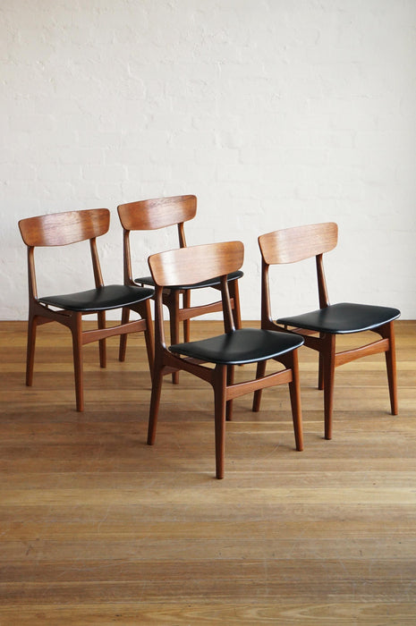 Teak Findahl Dining Chairs w/ Black Vinyl