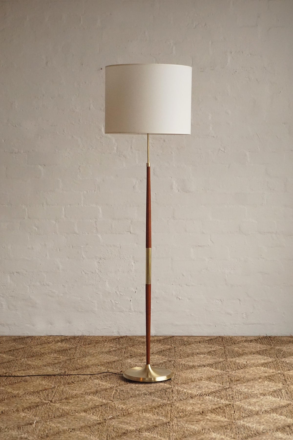 Teak & Brass Floor Lamp