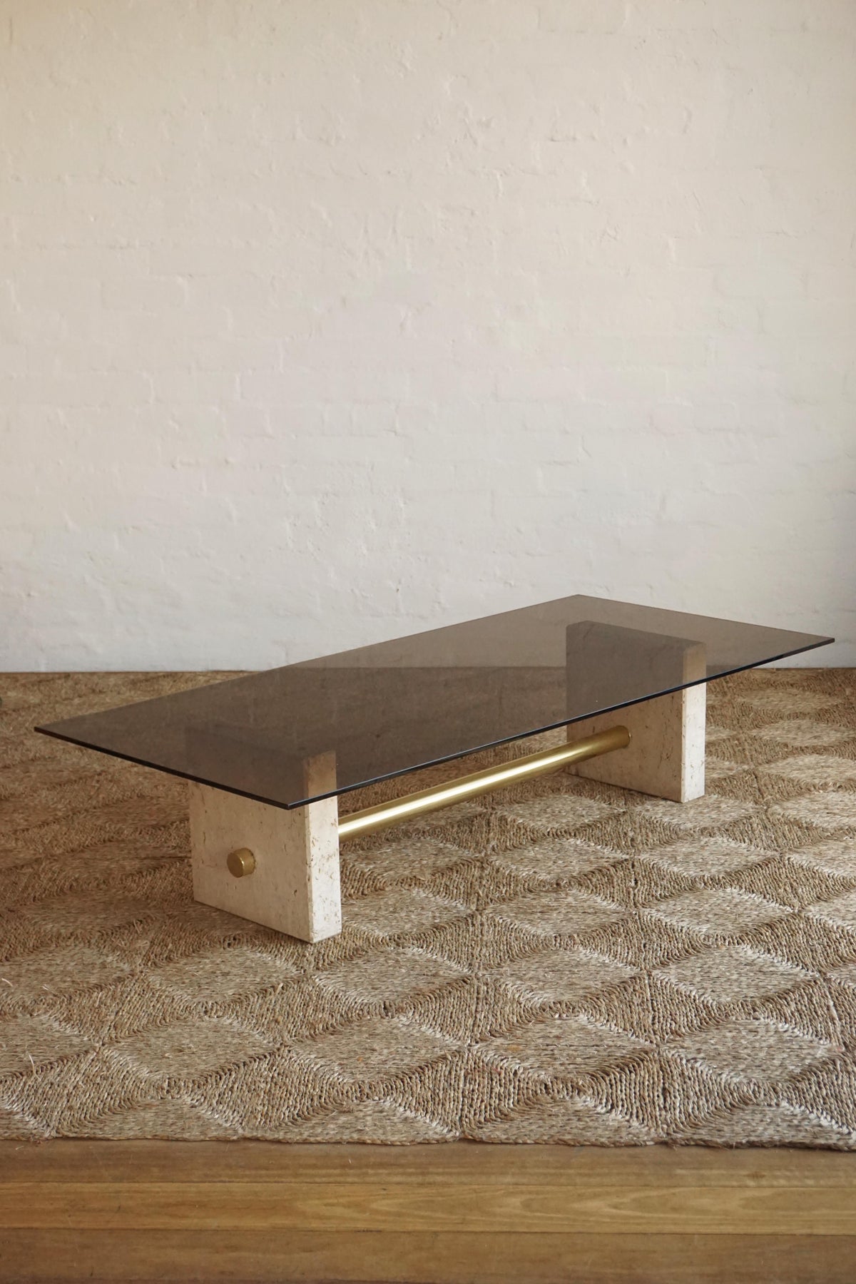 Travertine & Glass Coffee Table