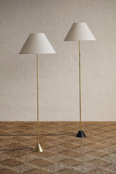 Swedish Brass Floor Lamp w/ Black Base