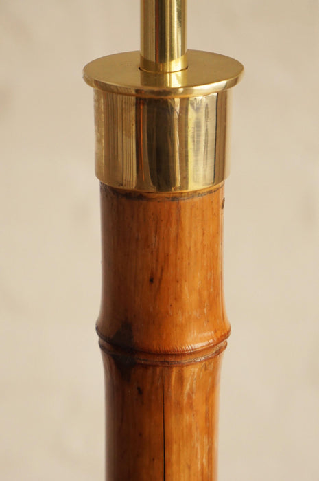 1930s European Bamboo & Brass Floor Lamp