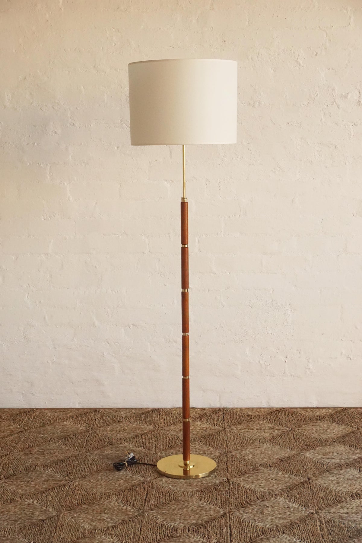 Teak & Brass Floor Lamp