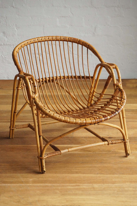 Pair of French Cane Lounge Chairs
