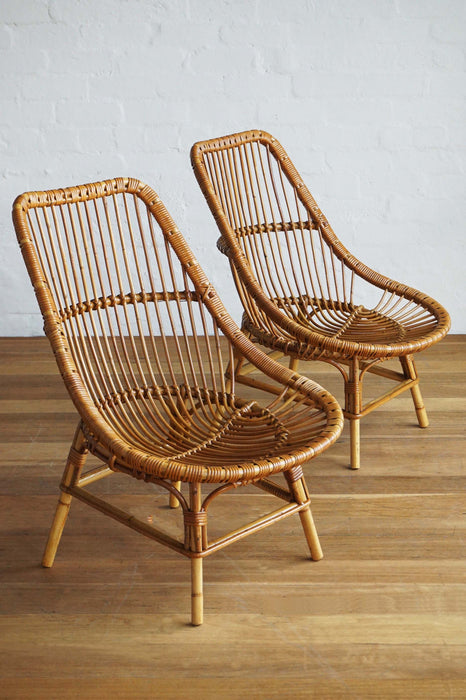 Pair- French Cane Lounge Chairs