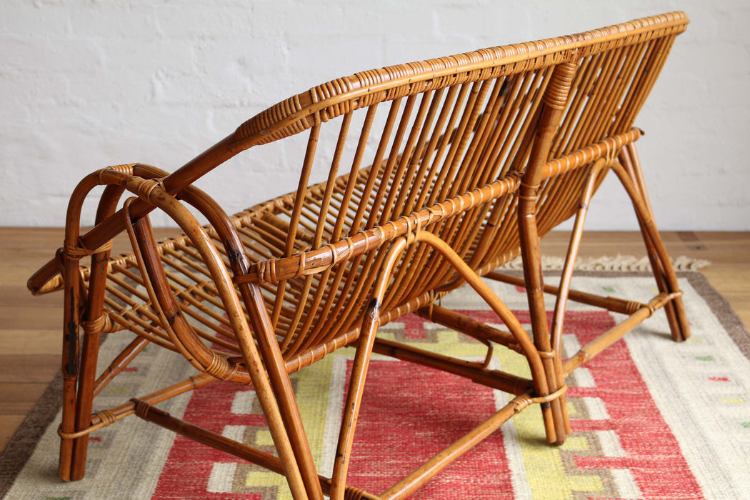 1950s French Bamboo Settee